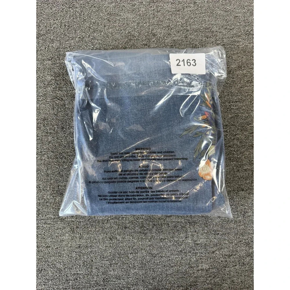 Driftwood Jeans Womens 28 Blue Audrey Skinny Floral Embroidered Stretch Raw Hem - Picture 8 of 8